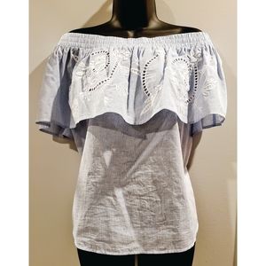 Pinstripe Off Shoulder Top